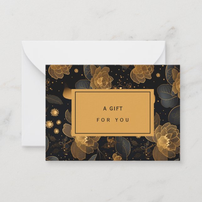 Elegant Golden & black floral | gift certificate  Card (Front)