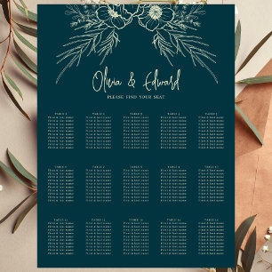 Elegant Golden Bloom Wedding Seating Chart
