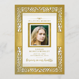 Elegant Golden Border Photo Memorial Thank You Invitation
