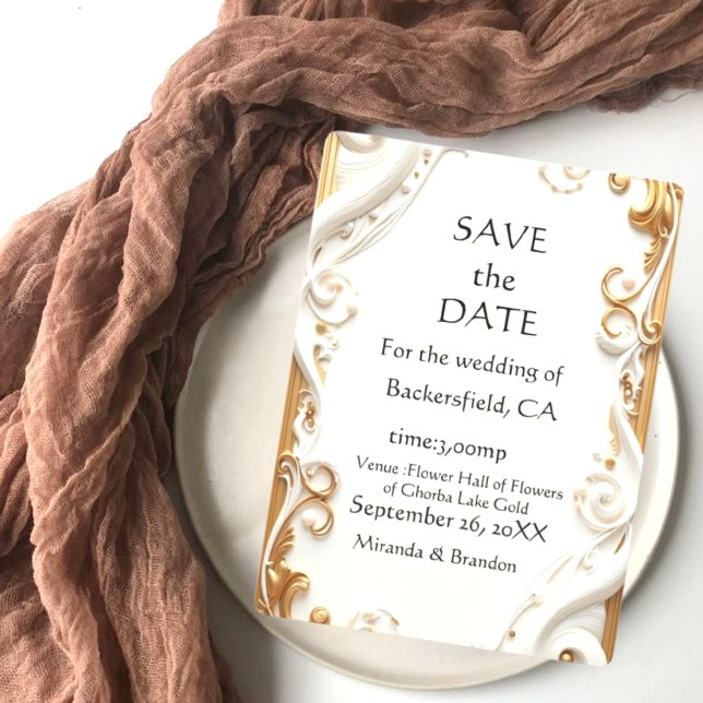 "Elegant Golden Botanical Wedding Invitation - Foi (Creator Uploaded)