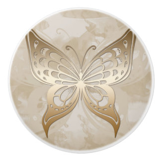Elegant Golden Butterfly  Ceramic Knob