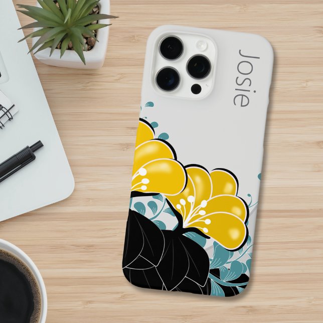 Elegant Golden Camellias Add Name Case-Mate iPhone Case (Creator Uploaded)