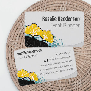 Elegant Golden Camellias Personalised Business Card