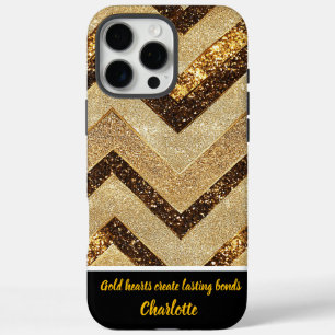 Elegant golden chevron pattern iPhone 16 pro max case