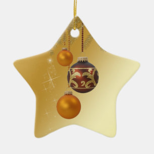 Elegant Golden Christmas Ceramic Ornament