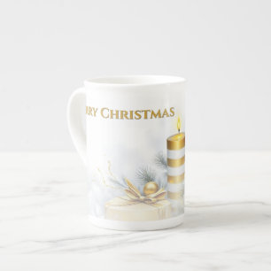 Elegant Golden Christmas Decoration Bone China Mug