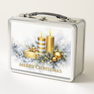 Elegant Golden Christmas Decoration Metal Lunch Box