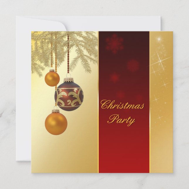 Elegant Golden Christmas Invitation (Front)