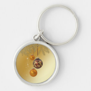 Elegant Golden Christmas Key Ring