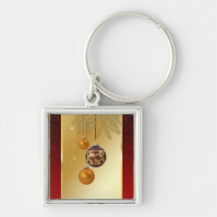 Elegant Golden Christmas Key Ring