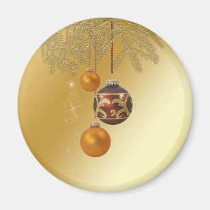 Elegant Golden Christmas Magnet