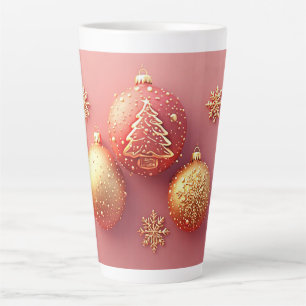 Elegant Golden Christmas Ornaments and Snowflakes Latte Mug