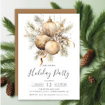 Elegant Golden Christmas Ornaments Holiday Party Invitation<br><div class="desc">This elegant Christmas holiday party invitation features a grouping of gold Christmas ornaments set on a white background. The invitation is perfect for inviting your friends and family to a festive holiday gathering. The overall design is festive and sophisticated,  and the invitation is sure to impress your guests.</div>