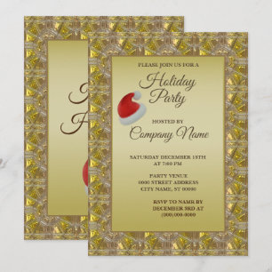 Elegant Golden Christmas Party Holidays Invitation