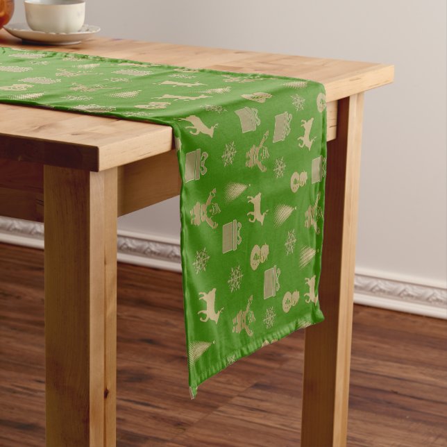 Elegant golden christmas patterns short table runn runner (In Situ)
