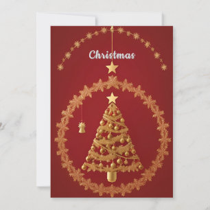Elegant Golden Christmas Tree Decoration Invitation