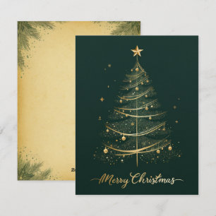 Elegant Golden Christmas Tree Greeting Card