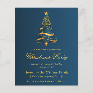 Elegant Golden Christmas Tree Party Budget Card