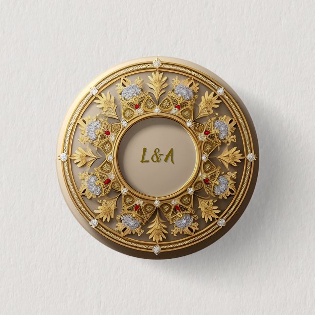 Elegant Golden Circular Frame 3 Cm Round Badge (Front)