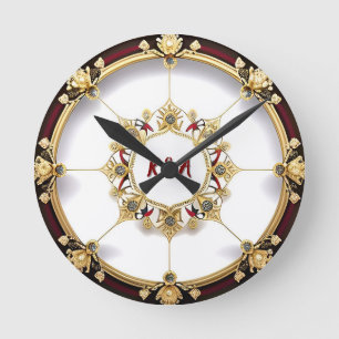 Elegant Golden Circular Frame Round Clock