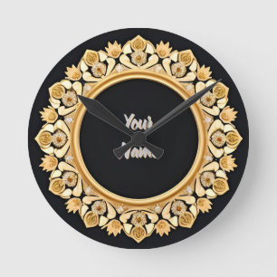 Elegant Golden Circular Frame Round Clock