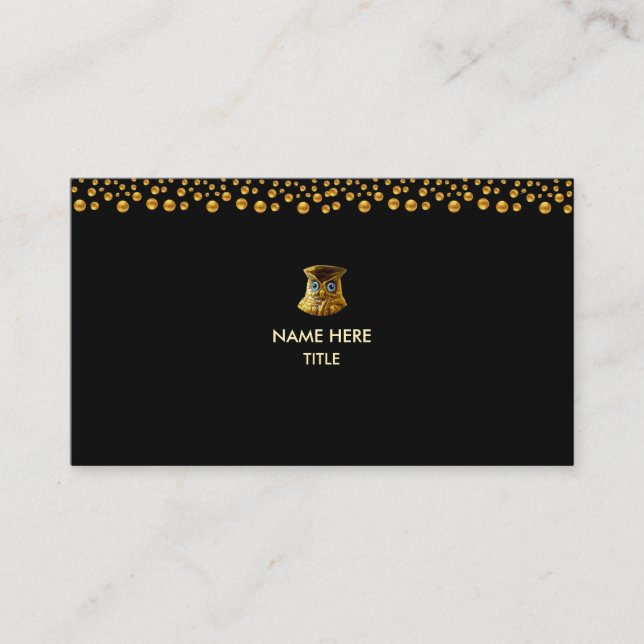 Elegant Golden Confetti on Black Business Card (Front)