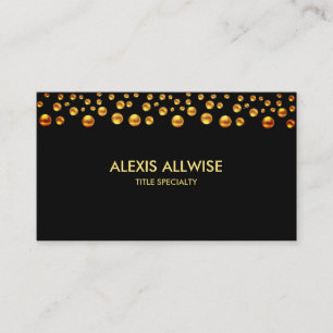 Elegant Golden Confetti on Black Business Card