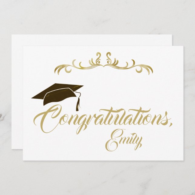 Elegant Golden Congratulations Graduate Graduation Card (Front/Back)