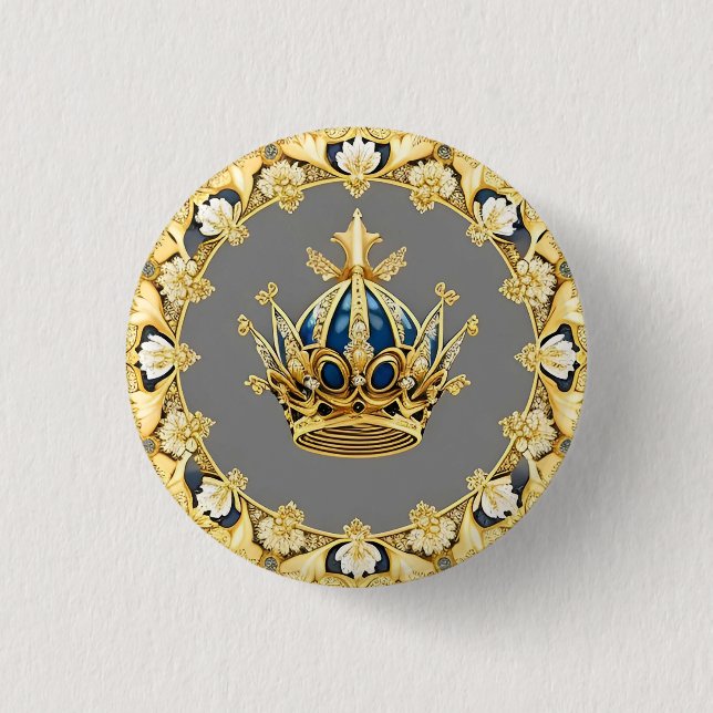 Elegant Golden Crown 3 Cm Round Badge (Front)