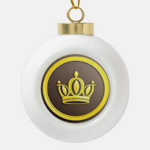 Elegant Golden Crown Ceramic Ball Christmas Ornament