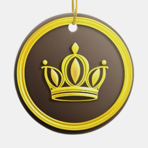 Elegant Golden Crown Ceramic Ornament