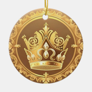 Elegant Golden Crown Ceramic Ornament