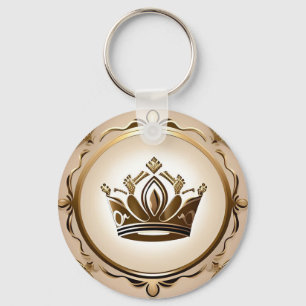 Elegant Golden Crown Key Ring