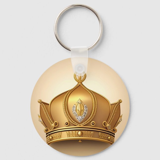 Elegant Golden Crown Key Ring (Front)