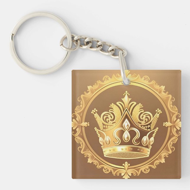Elegant Golden Crown Key Ring (Front)