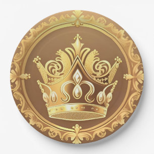 Elegant Golden Crown Paper Plate
