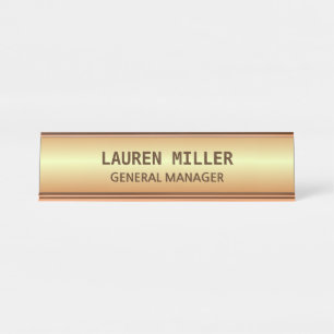 Elegant Golden Customisable Desk Name Plate