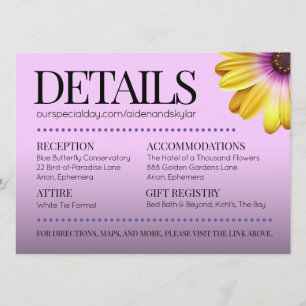 Elegant Golden Daisies with Purple Glitter Wedding Program