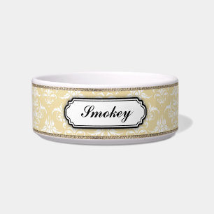 Elegant Golden Damask Name Bowl