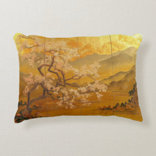 Elegant 'Golden Dawn' Ancient Asia Inspired Decorative Cushion