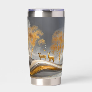 ✨Elegant Golden Deer Luxury Nature Artwork Insulated Tumbler