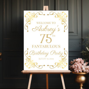 Elegant golden design birthday party welcome sign