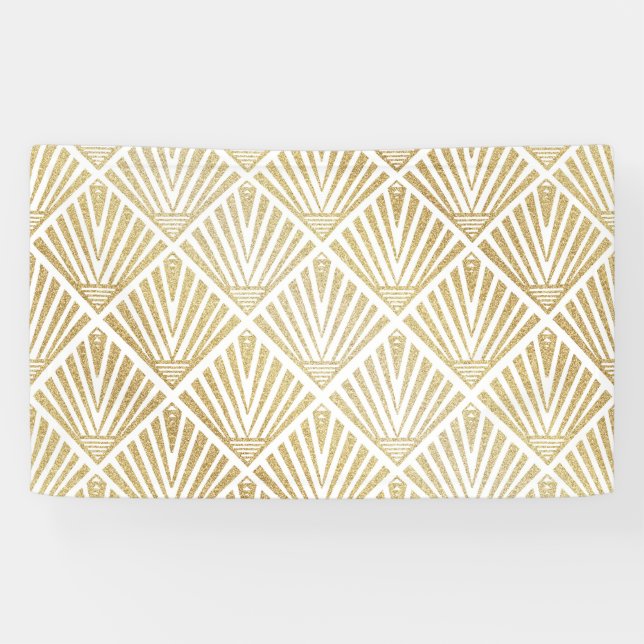 Elegant golden diamond palm art deco design banner (Horizontal)