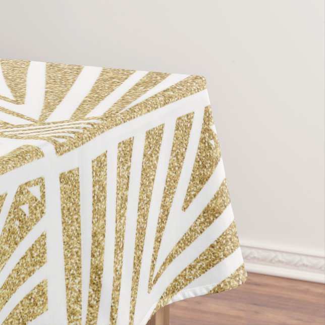 Elegant golden diamond palm art deco design tablecloth (In Situ)
