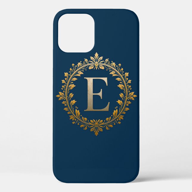 Elegant Golden E Letter Monogram Case-Mate iPhone Case (Back)