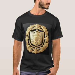Elegant Golden Emblem With Ornate Shield T-Shirt