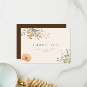 Elegant Golden Fall flower Bridal Shower Thank You