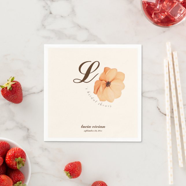 Elegant Golden Fall flowers Bridal Shower Napkin (Insitu)