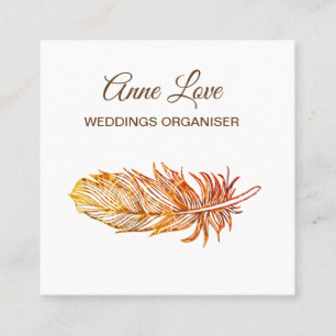Elegant Golden feather Square Business Card