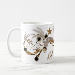 Elegant Golden Feather Swirl Coffee Art Classic Coffee Mug